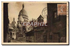 Old Postcard Paris Le Sacre Coeur and the bell tower of the Church of Saint P...