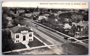 K46/ El Dorado Kansas Postcard c1910 Birdseye from Court House Church 532