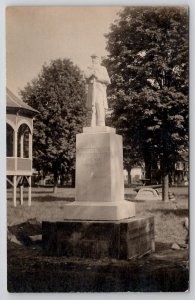 South Royalton Park VT Arrival of Civil War Monument Vermont RPPC Postcard L35