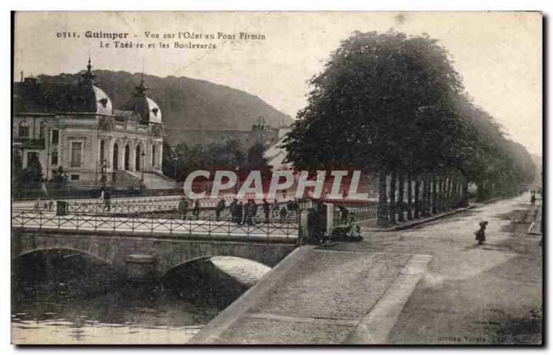 Old Postcard Quimper View I & # 39Odet Firmin at The Bridge Theater and Boule...