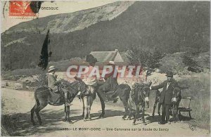 Old Postcard Le Mont Dore A caravan on the Route du Sancy Donkey Mule