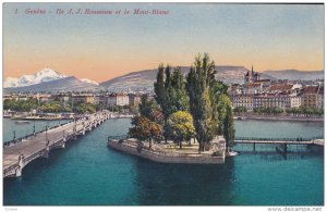 Geneve , Switzerland, 00-10s ; Ile J.J. Rousseau et le Mont-Blanc