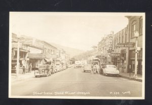 RPPC HOOD RIVER OREGON DOWNTOWN STREET SCENE OLD CARS REAL PHOTO POSTCARD