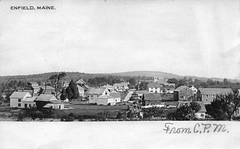 Enfield ME Aerial Town View in 1907 Real Photo Postcard