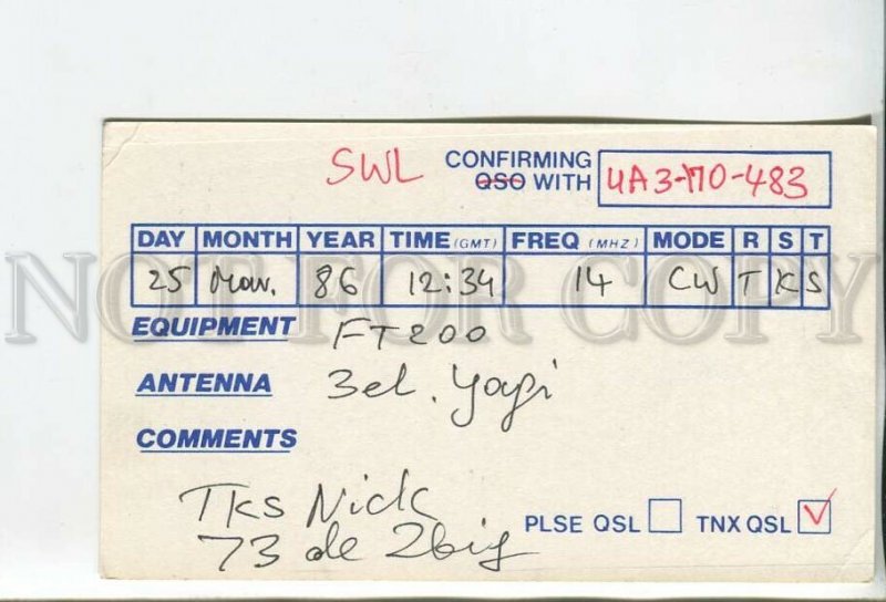 462815 1986 year Australia kangaroo radio QSL card