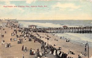 ASBURY PARK NEW JERSEY BOARDWALK AND FISHING PIER POSTCARD c1910s