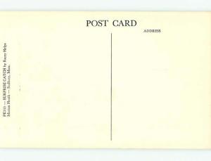 Linen-Like humanized signed BUNNY RABBIT CATCHES BOOT WHILE FISHING r5305-23