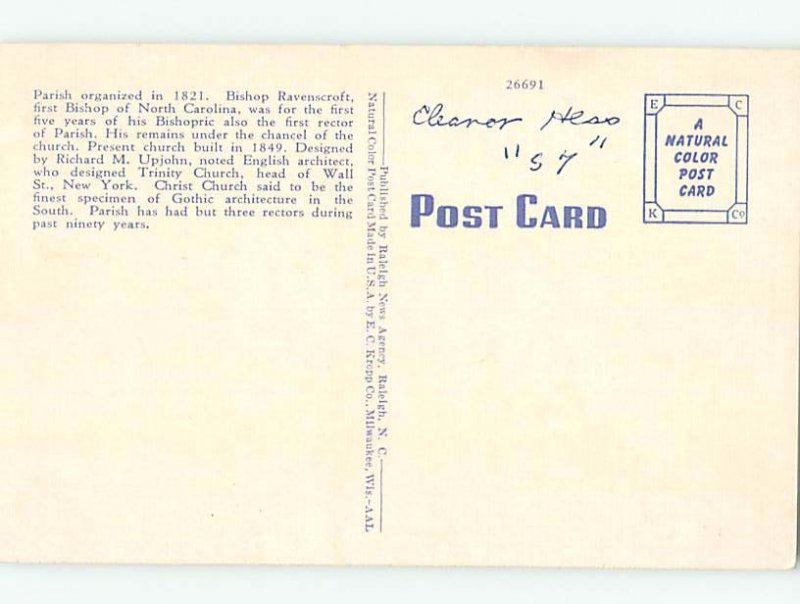 Linen CHURCH SCENE Raleigh North Carolina NC AD1823