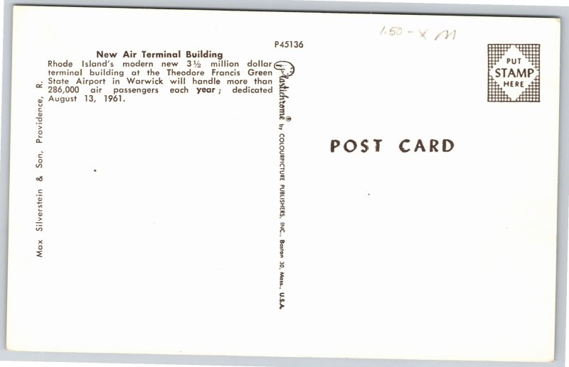 Transportation~New Air Terminal Building Rhode Island~Vintage Postcard