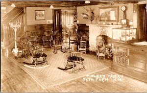 RPPC Interior of Turner's Tavern Bethlehem NH c1928 Vintage Postcard M67