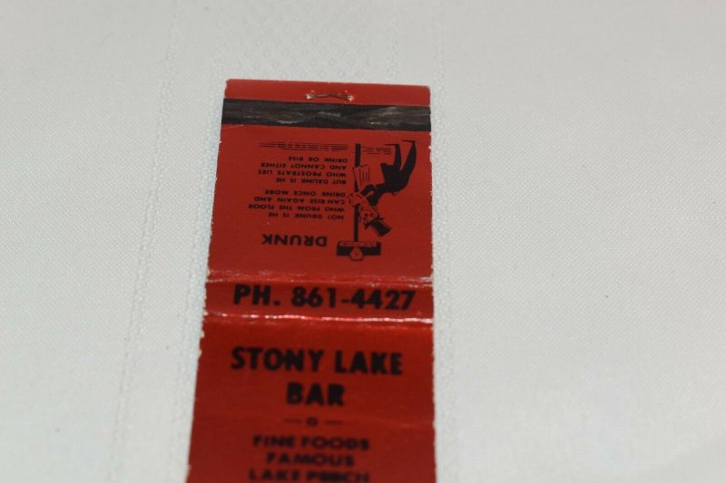 Stony Lake Bar Fine Foods Famous Lake Perch 20 Strike Matchbook Cover