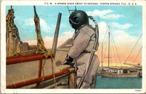 Florida Tarpon Springs A Sponge Diver About To Descend 1931