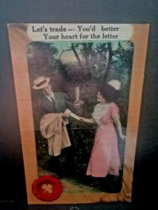 Postcard  Comical Poem  Let's trade..You'd better , Your heart for the letter 