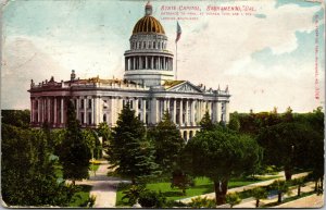 Vtg 1910s State Capitol Entrance to Park Sacramento California CA Postcard