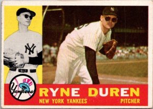 1960 Topps Baseball Card Ryne Duren New York Yankees sk10517