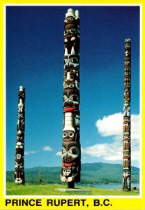 Canada British Columbia Prince Rupert Totem Poles On Hospital Lookout