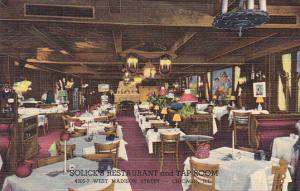Illinois Chicago Interior Solick's Restaurant and Tap Room Curteich