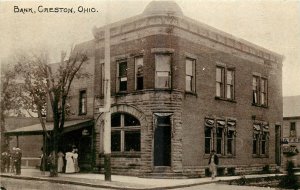 c1910 Creston Ohio Bank occupation people Krester Postcard 25-11359