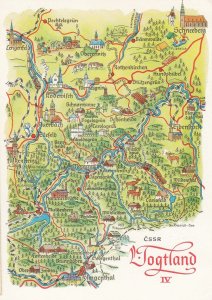 Vogtland Schneeberg Rothenkirchen Ellefeld Saxony German Karte Map Postcard