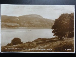 Scotland: T.S. DUCHESS OF ARGYLL Passing Holy Isle, Lamlash, Arran RP c1935