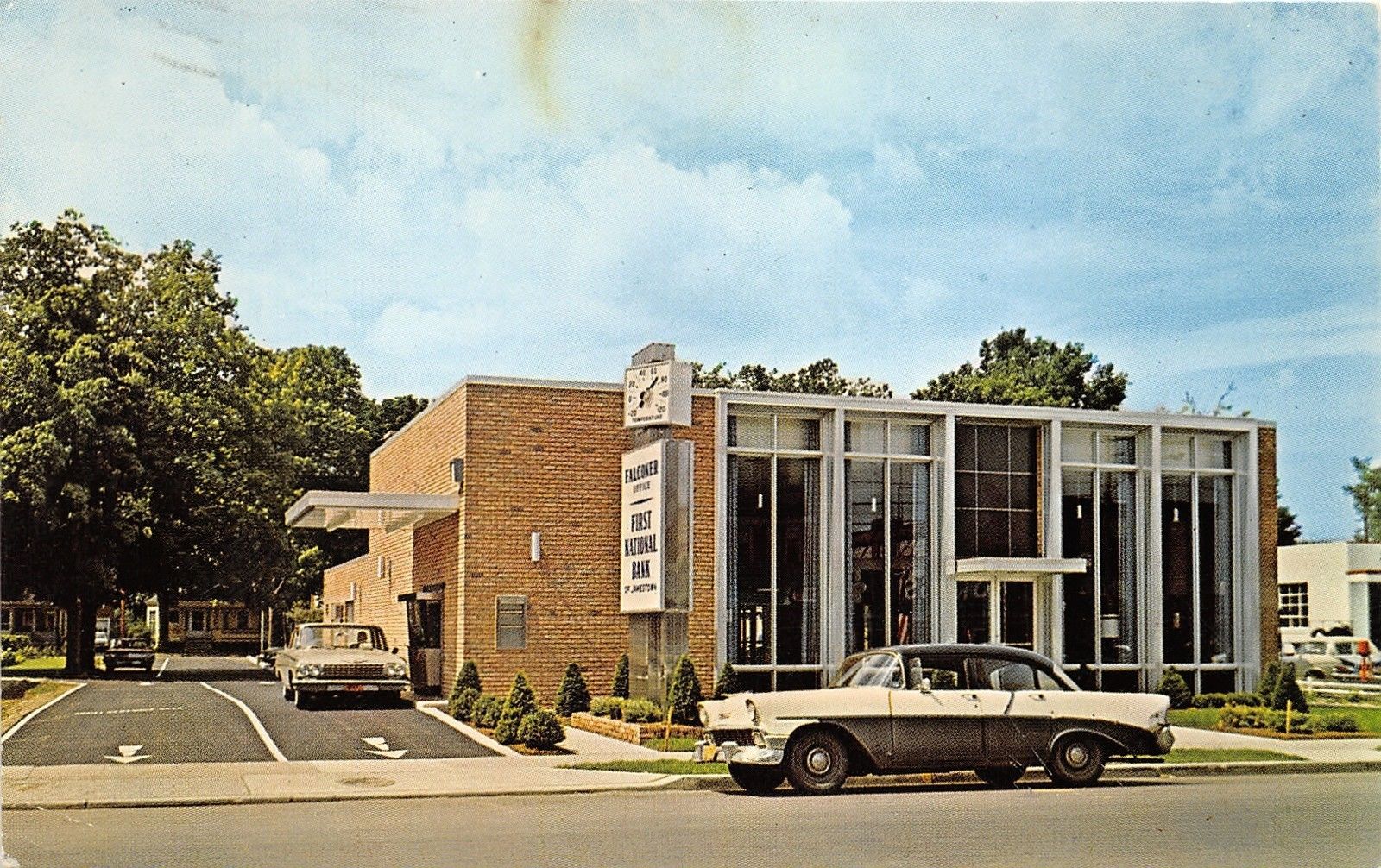 Falconer New YorkFirst National BankThermometer above Sign50s & 60s