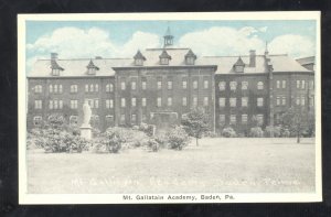 BADEN PENNSYLVANIA MT. GALLATIN ACADEMY VINTAGE POSTCARD PA.