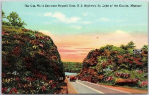 1920's Cut North Entrance Bagnell Dam Lake Of The Ozarks Missouri MO Postcard