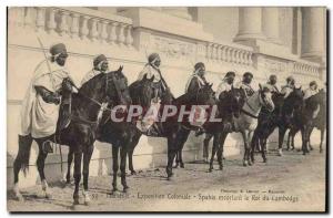 Old Postcard Army Marseilles Colonial Exhibition Spahis escorting the King of...