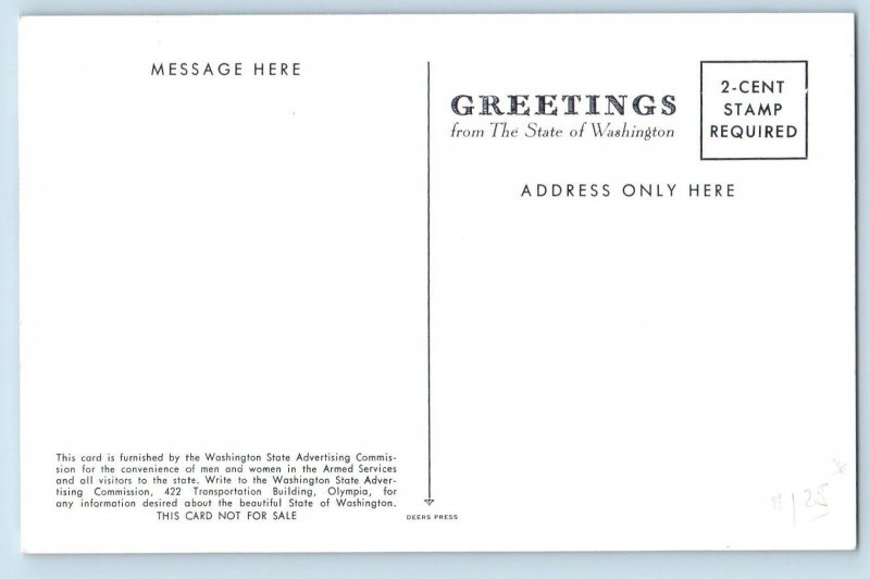 Peninsula Washington Postcard Lake Crescent State Advertising Commission c1960