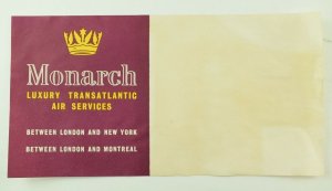 1940's-50's Monarch Trans-Atlantic Air Services Luggage Label Original E19