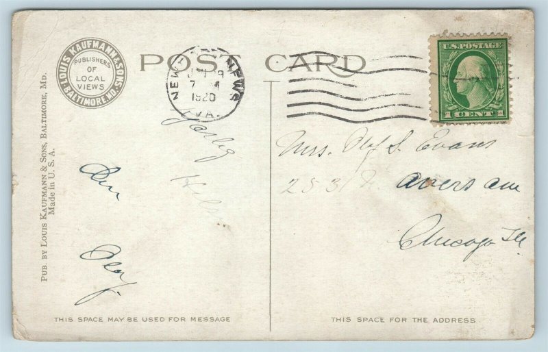 Postcard VA Newport News Virginia C&O Railroad Grain Elevator & Wharves 1920 AB6