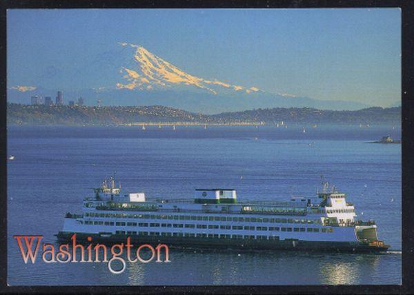 Washington State Ferry colour PC Old Mt Ranier unused