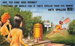 British Humour Nudist Camp Spilled Tea! Postcard