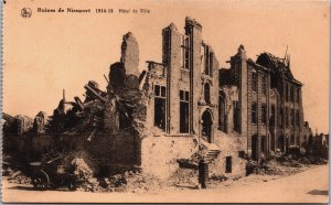 Military World War 1 Ruins de Nieuwport Hotel de Ville Nieuwpoort Postcard C052