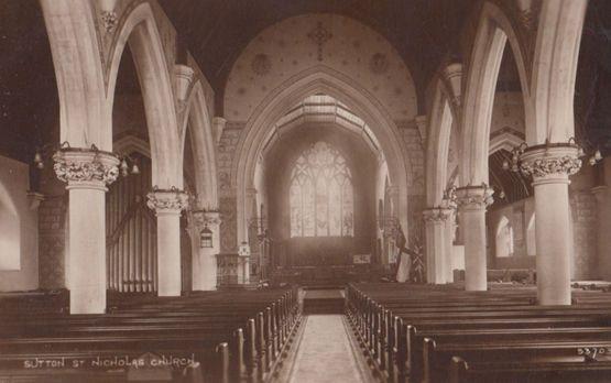 Organ & Interior St Nicholas Church Sutton Antique Postcard