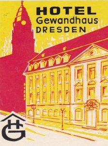 Germany Dresden Hotel Gewandhaus Vintage Luggage Label sk3299