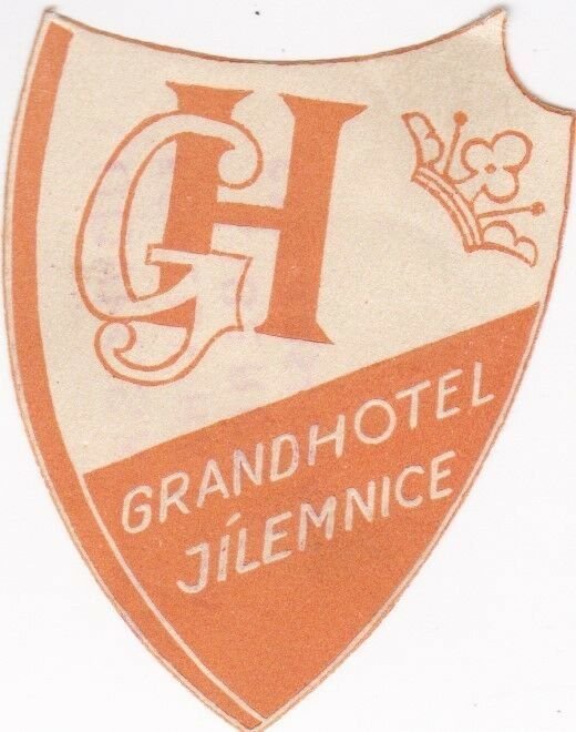 Czechoslovakia Jilemnice Grand Hotel Vintage Luggage Label lbl0814