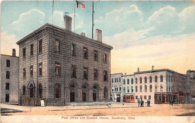 J63/ Sandusky Ohio Postcard c1910 Post Office and Custom House Building 407