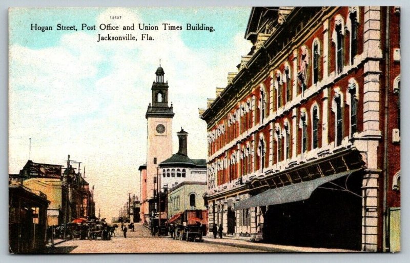 Hogan Street  Post Office Union Times Building  Jacksonville Florida    Postcard