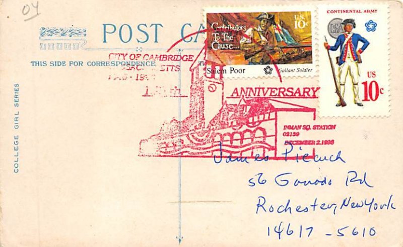 Comic Harvard View Postcard Backing 