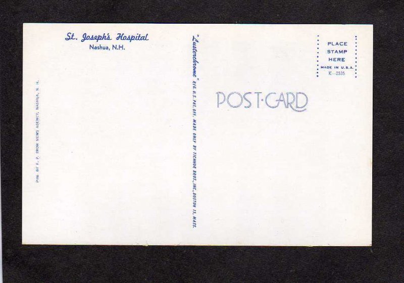 NH St Joseph's Hospital Nashua New Hampshire Postcard