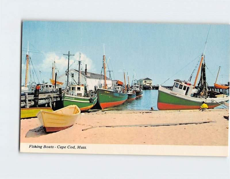 Postcard Famous Fishing Boats At Town Pier On Cape Cod Provincetown MA USA