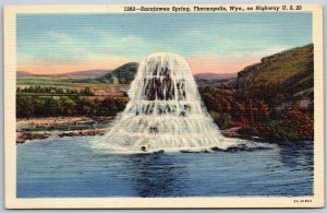 Vtg Thermopolis Wyoming WY Sacajawea Spring 1930s Linen View Postcard