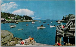 1959 Lobster Boats & Gear Typical Scene Harbors On Coast Maine Posted Postcard