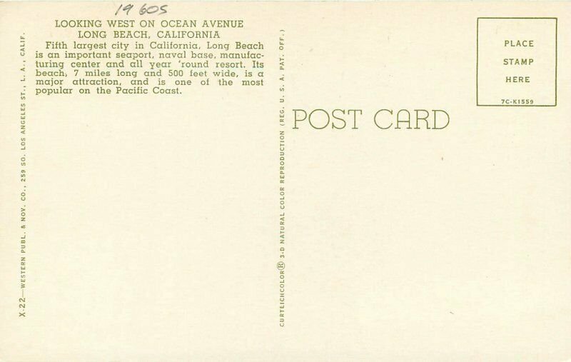Autos Birdseye Long Beach California Ocean Teich Colorpicture Postcard 21-2483