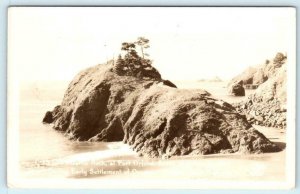 RPPC  PORT ORFORD, Oregon OR ~ BATTLE ROCK  Curry County ca 1940s  Postcard