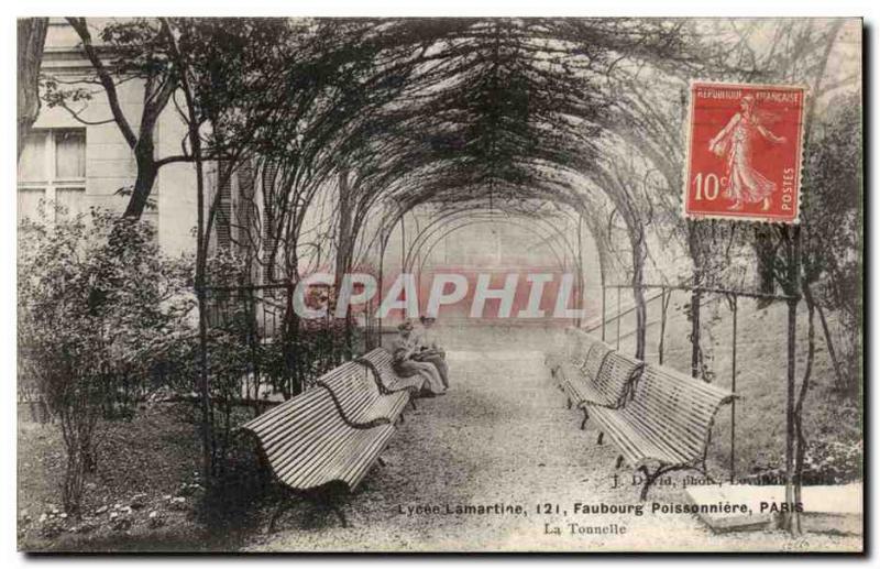 Paris Old Postcard Lycee Lamartine Faubourg Poissonniere The arbor