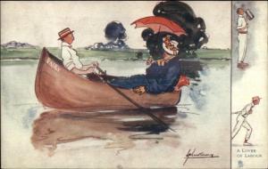 TUCK Lance Thackeray River Humour Boating Fat Woman Skinny Man c1910 PC