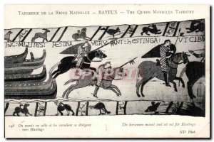 Tapissserie Queen Mathilde Bayeux Old Postcard We climb into the saddle riders