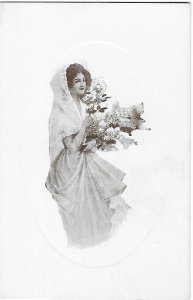 Beautiful Lady with Large Bouquet of Mixed Flowers